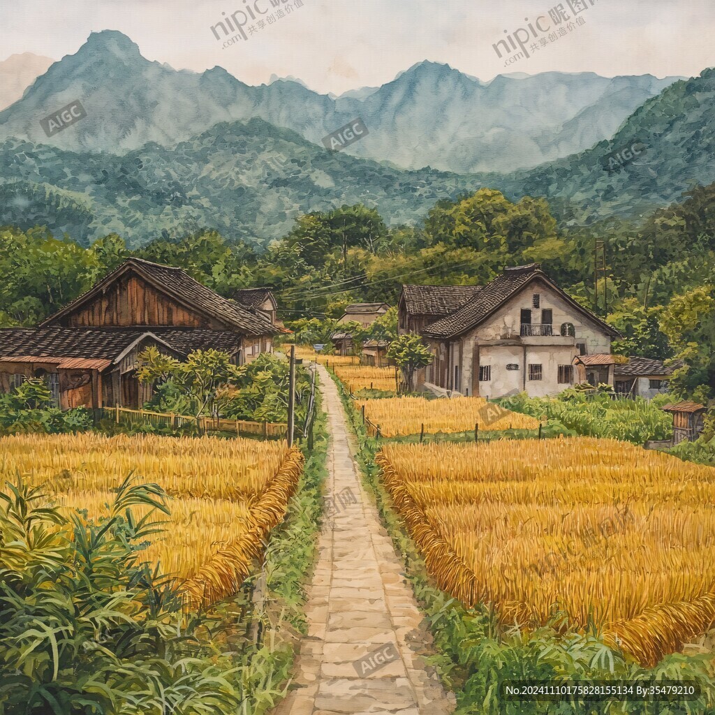南方乡村油画
