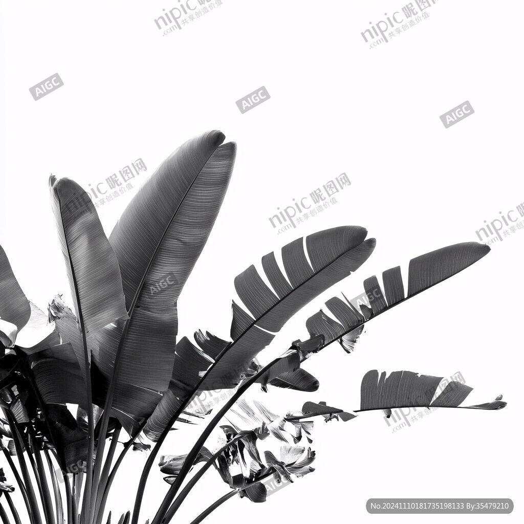 芭蕉叶中式花鸟植物