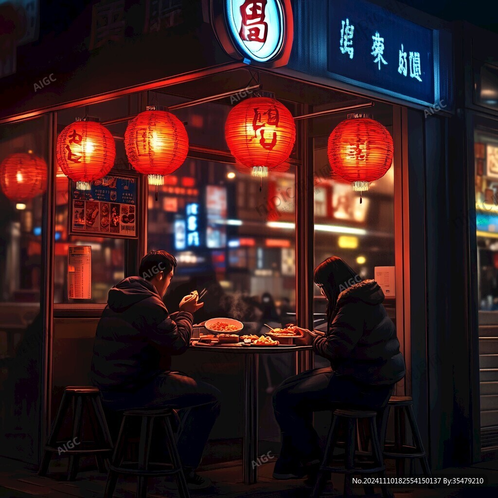 夜宵店插画