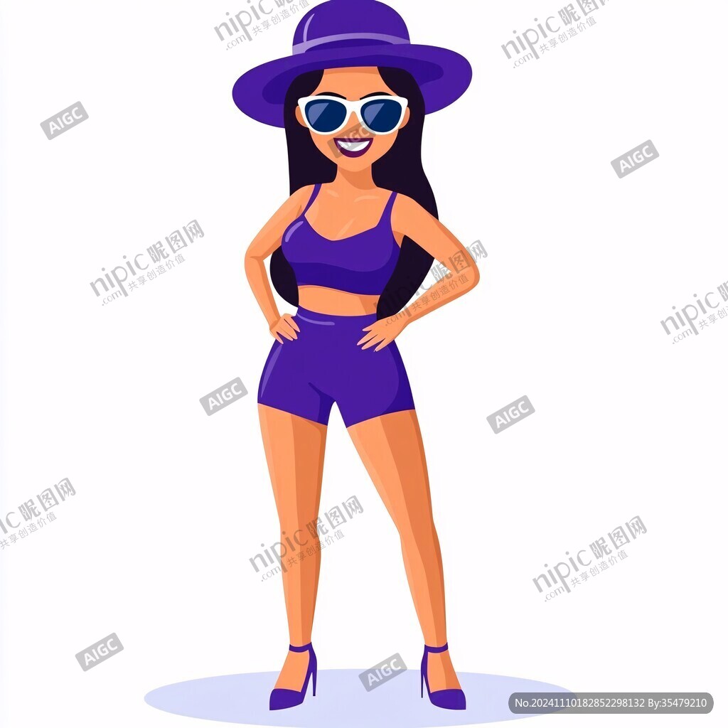 嘻哈美女卡通形象