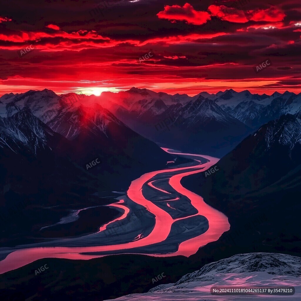 蜿蜒河流山间道路