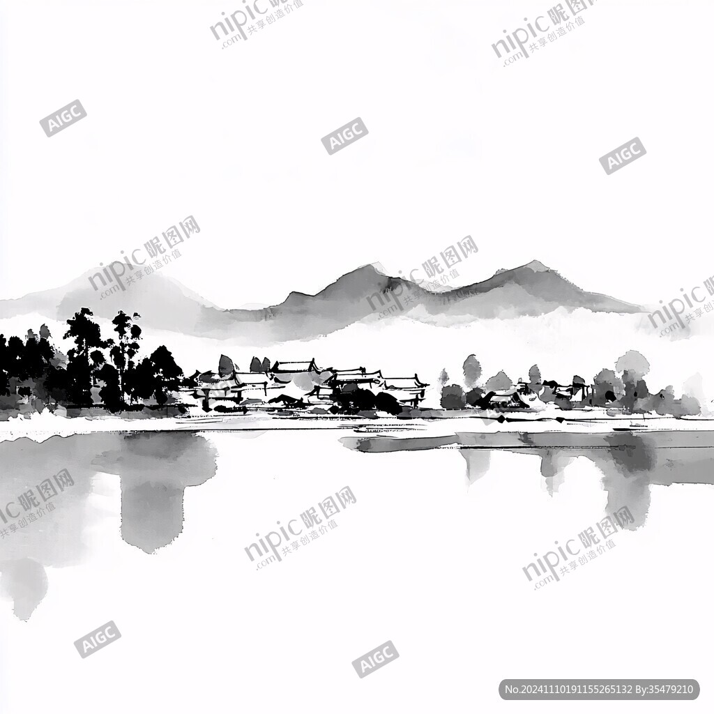 水彩宏村水墨宏村插画
