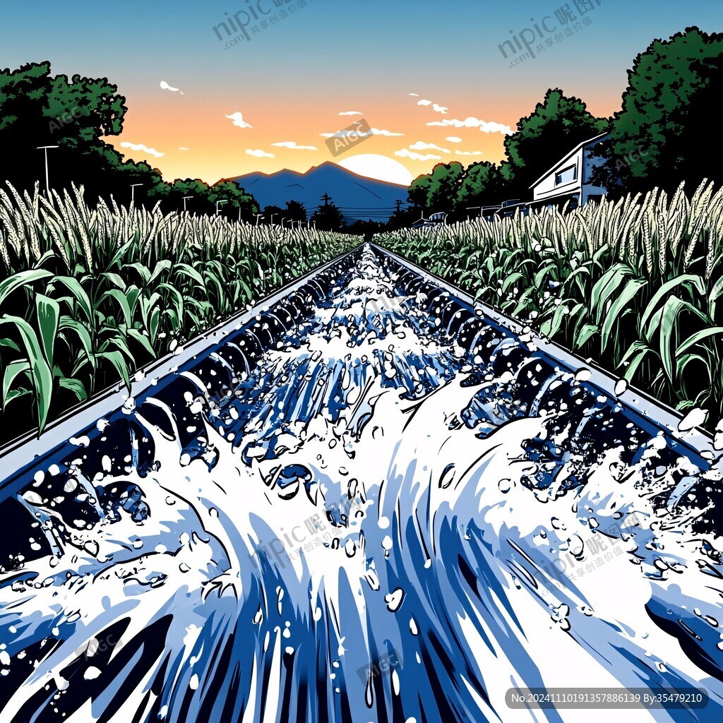 水渠插画