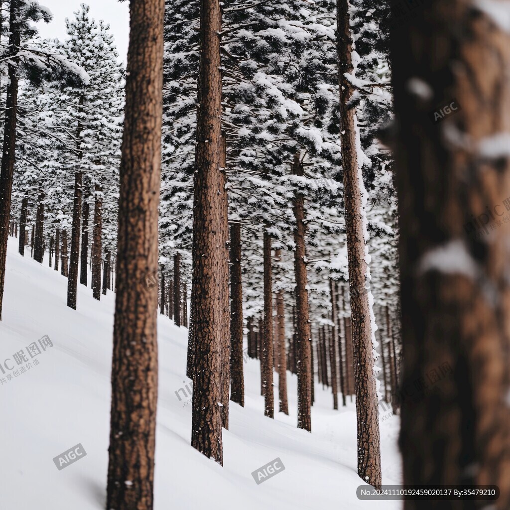雪后杉木林