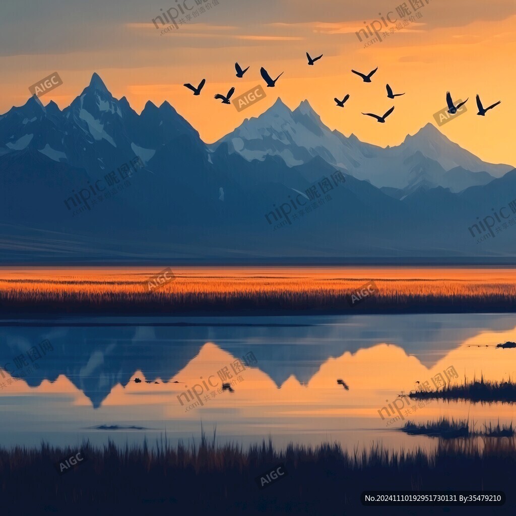 暖调山水风景