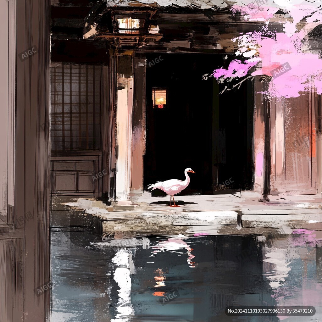 古风庭院插画