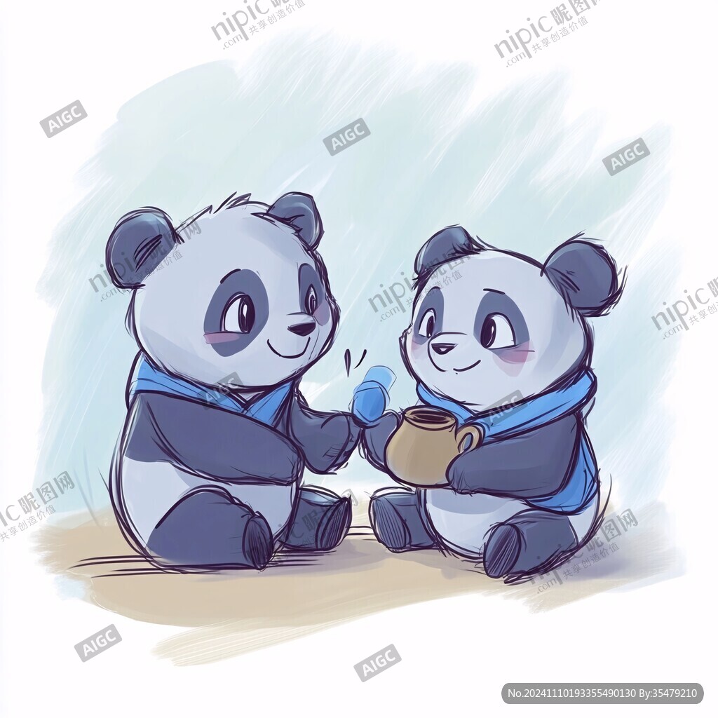 喝茶的熊猫