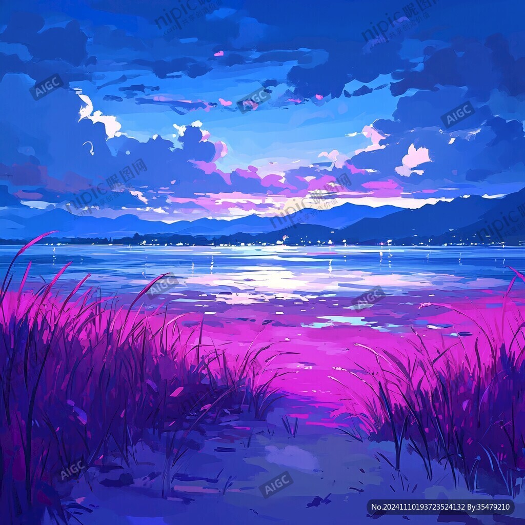 插画海边