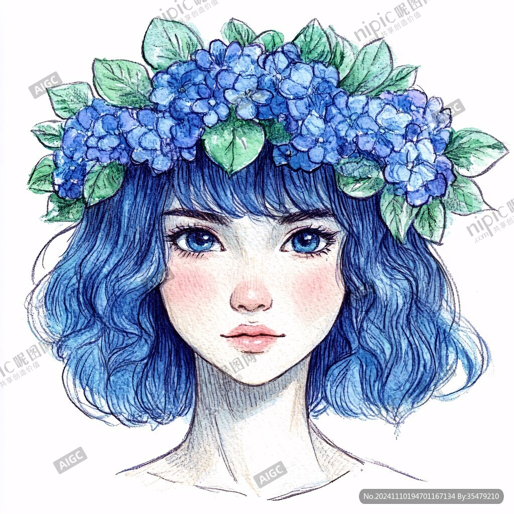 手绘蓝莓女孩