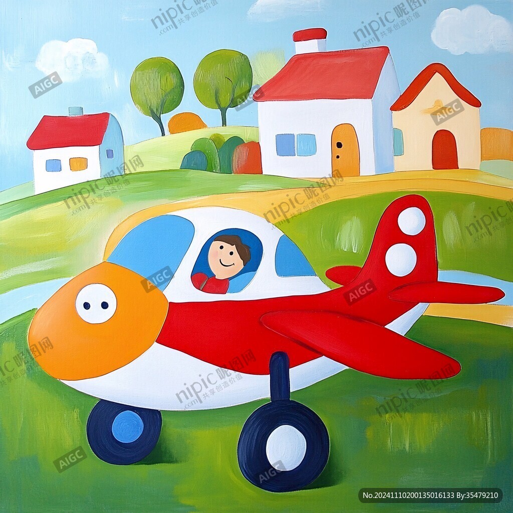 儿童手绘航空插画设计