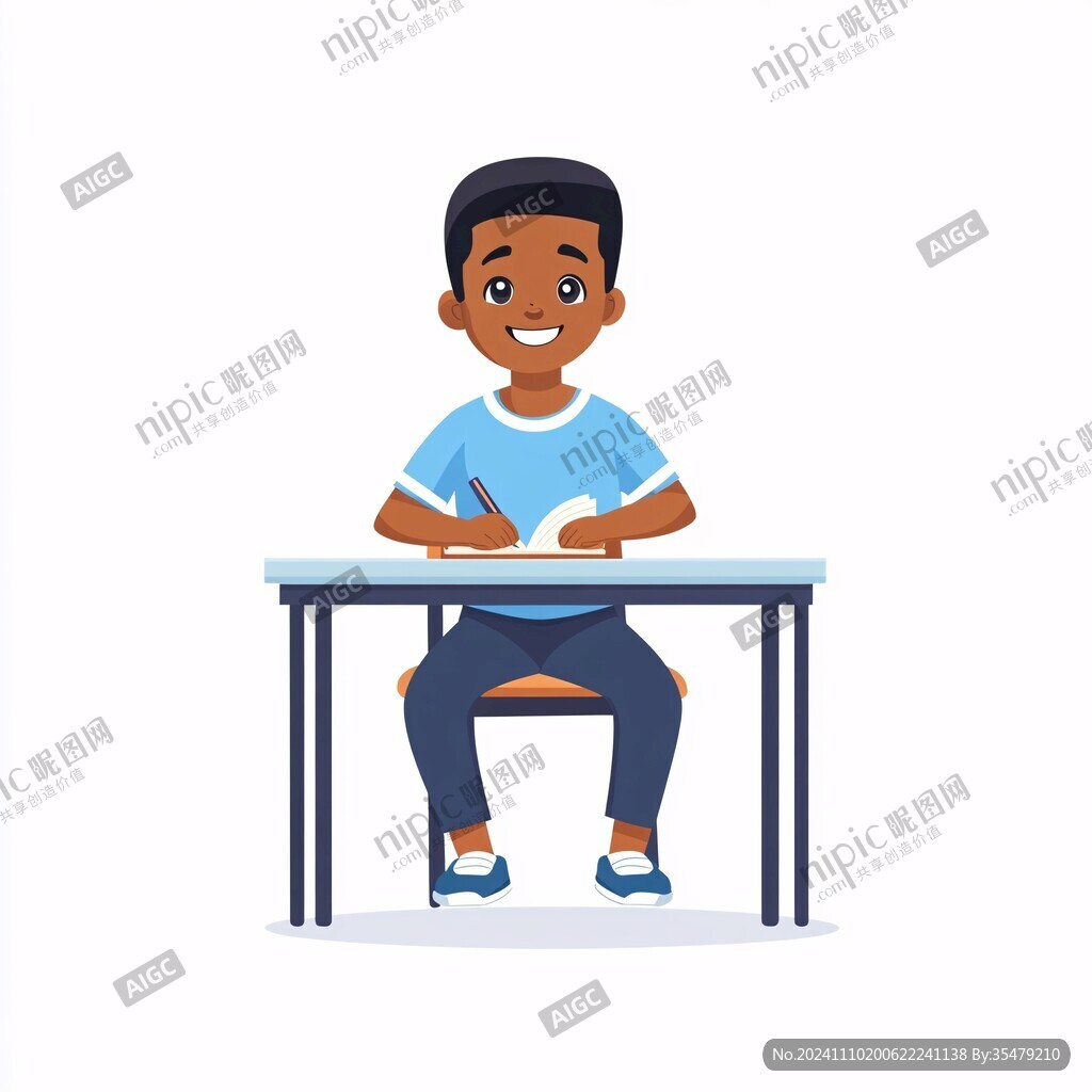 男孩讲课插画