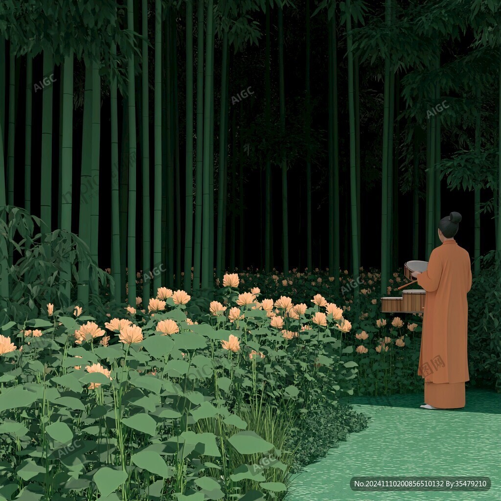竹林弹琴