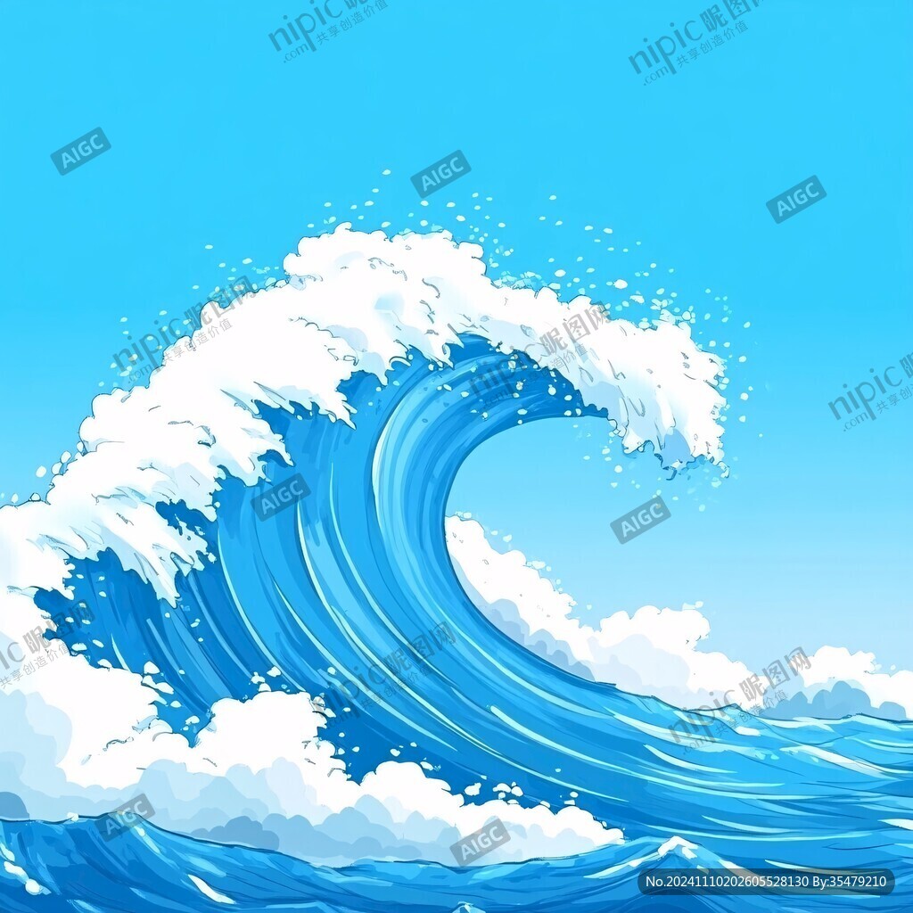 波涛海浪插画