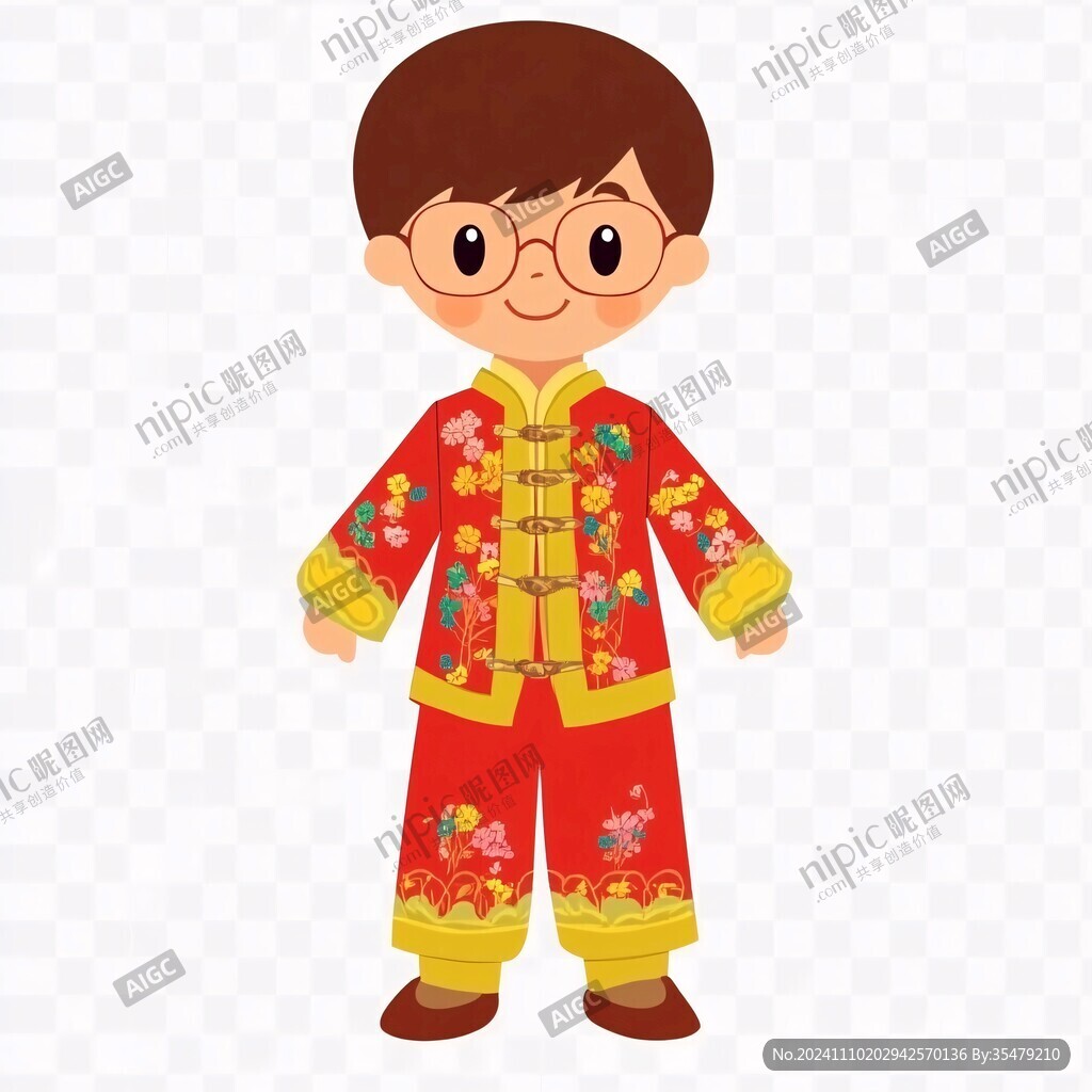 喜庆掌柜小男孩