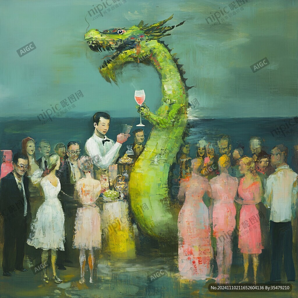 舞龙油画