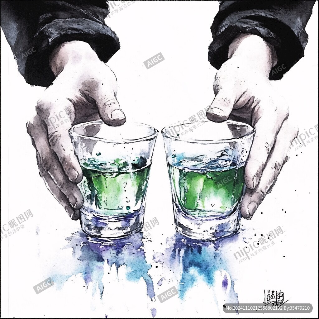 喝酒创意插画