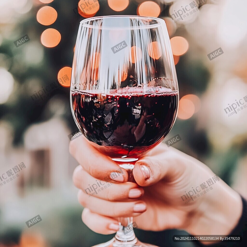 手拿红酒杯