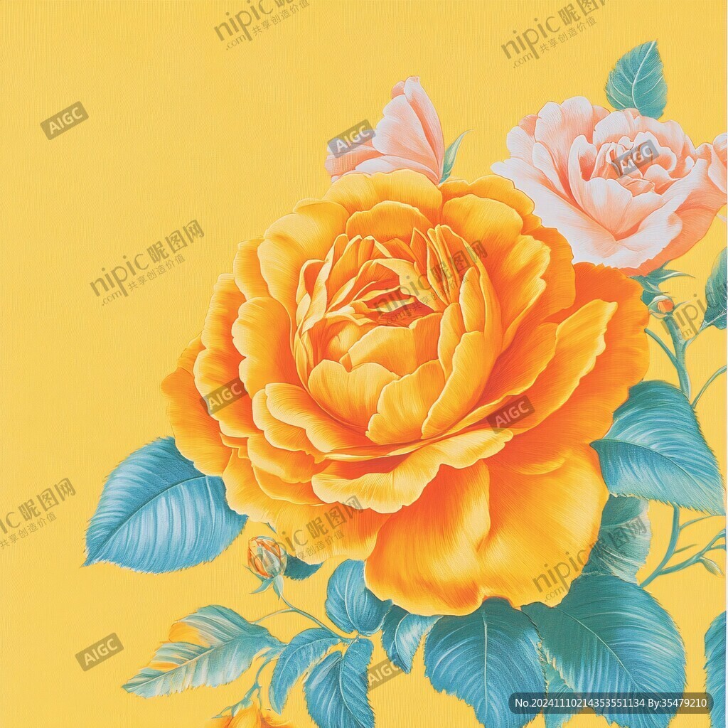 手绘高清牡丹花