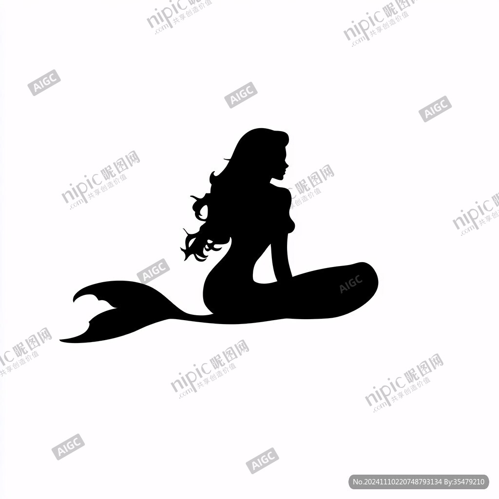 美人鱼剪影logo