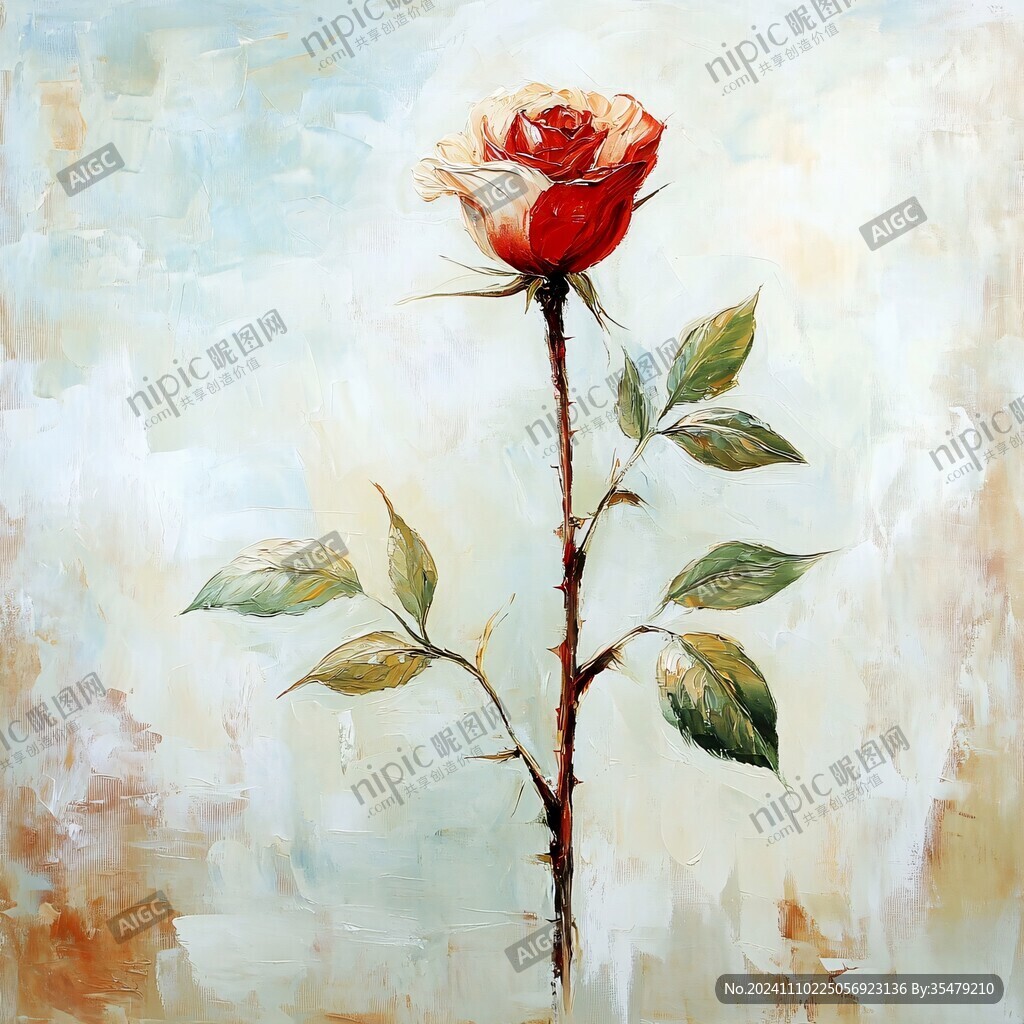 红玫瑰油画