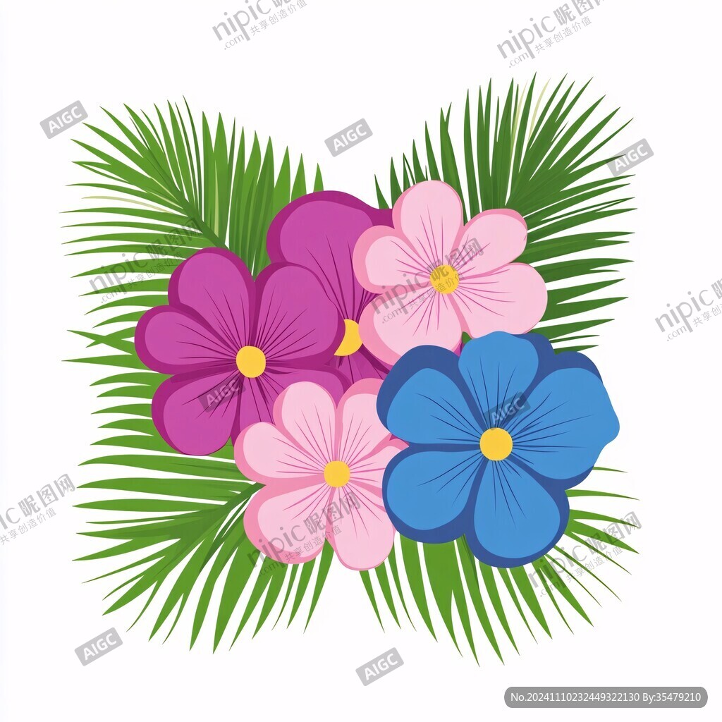 扁平化手绘花朵