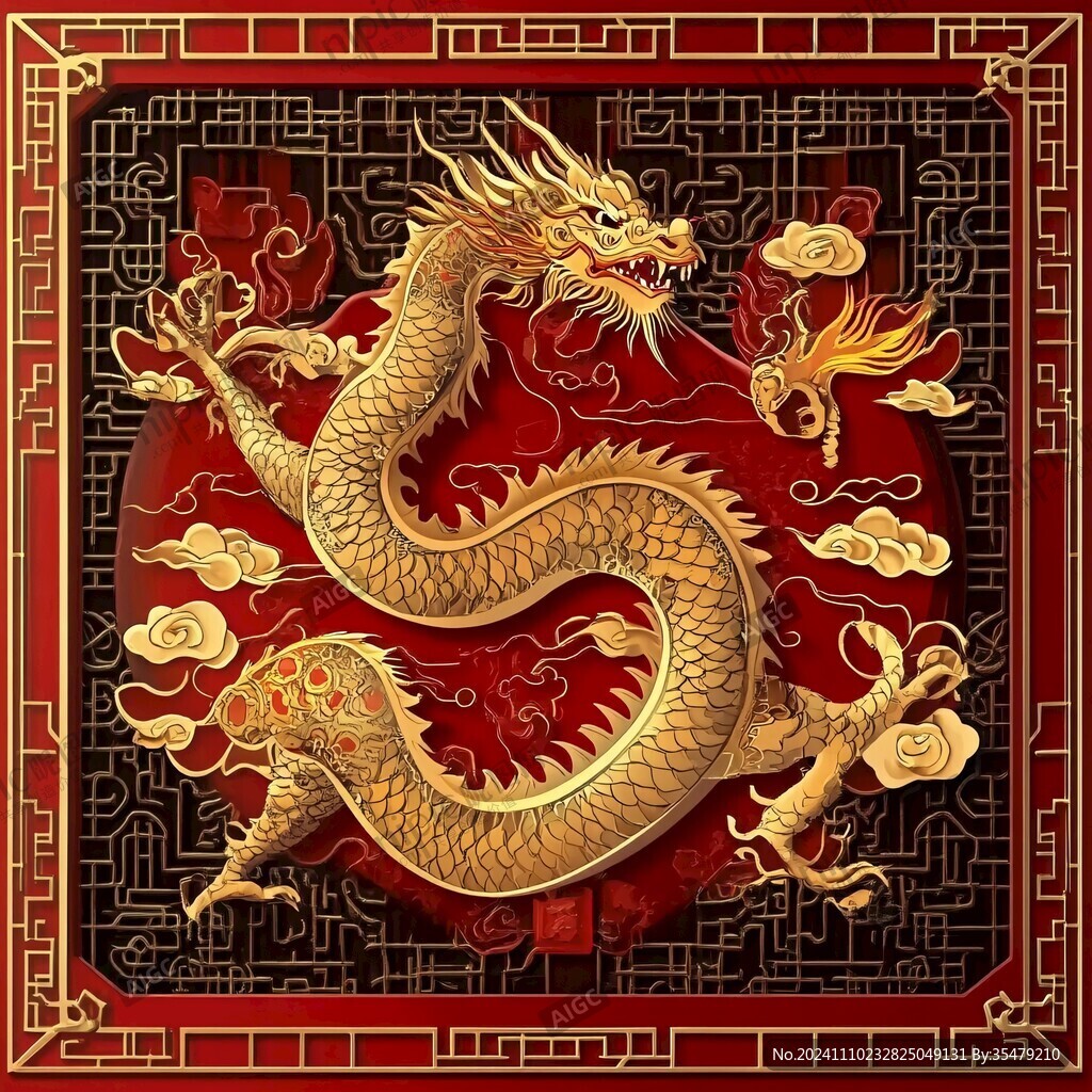 龙年烫金插画