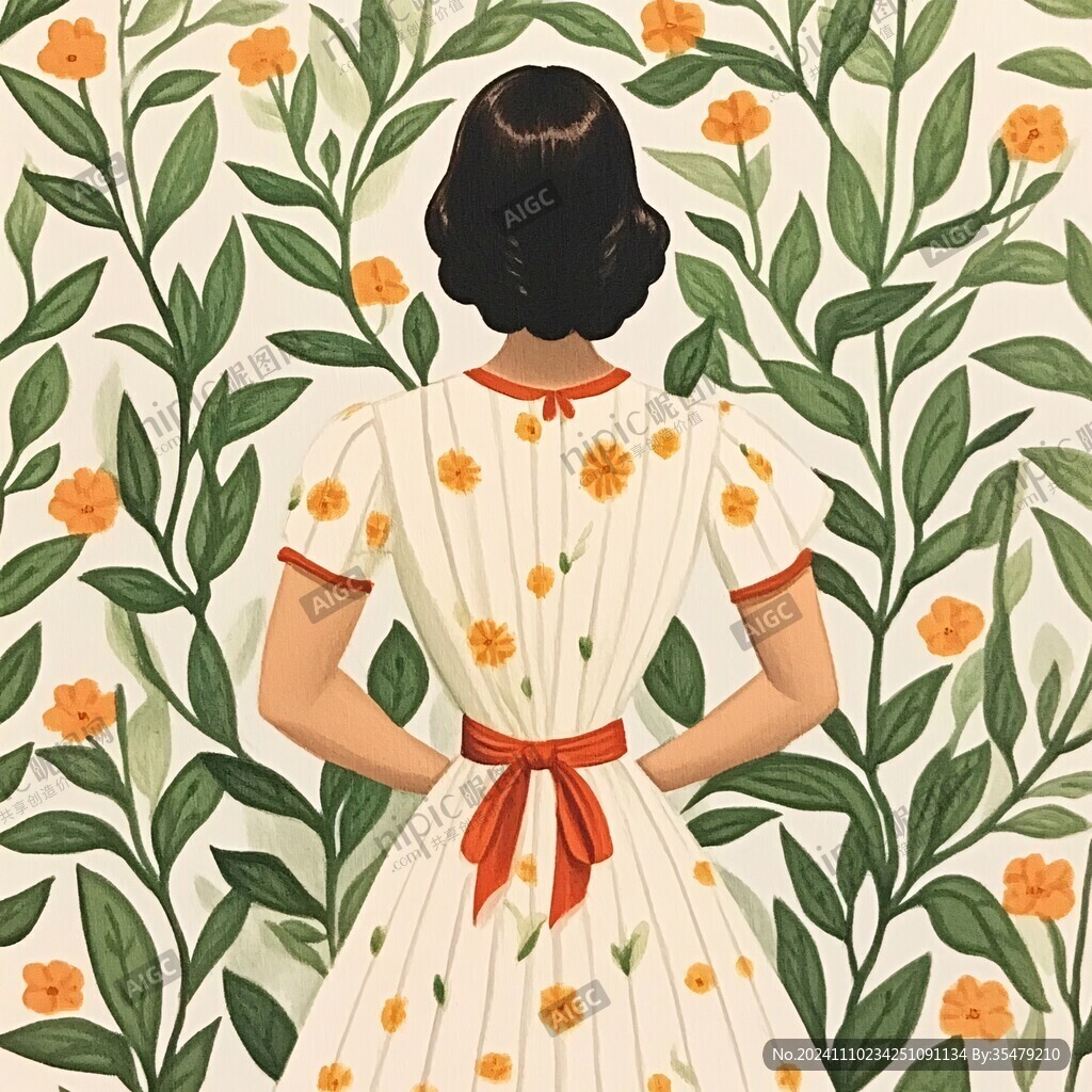 少女与花插画
