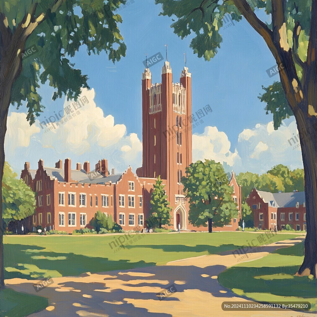 普林斯顿大学插画背景