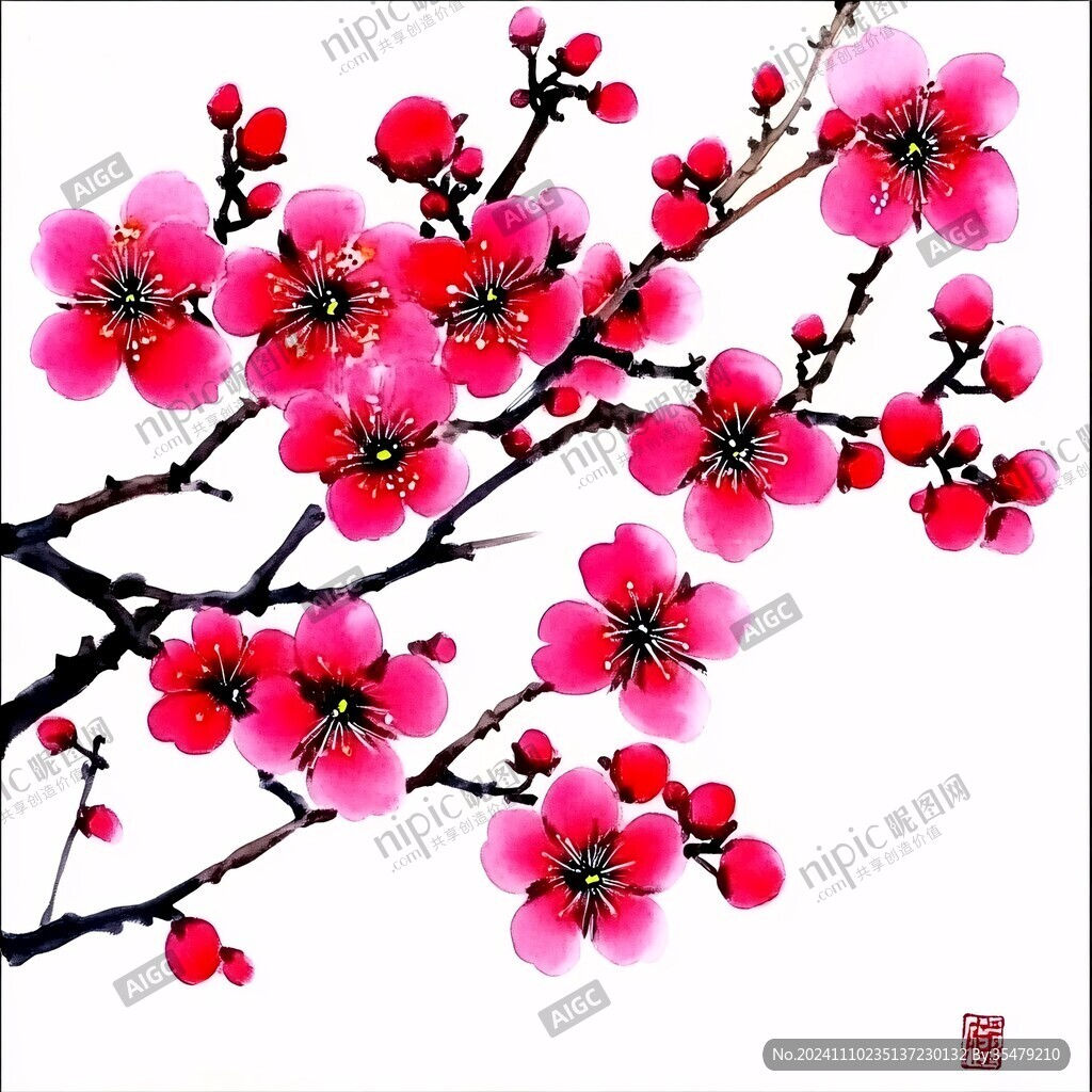 无框画桃花