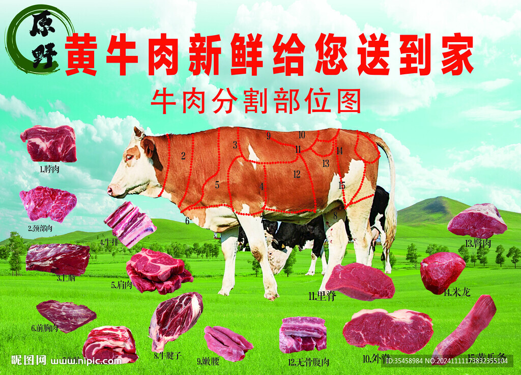 高清牛肉分解部位图