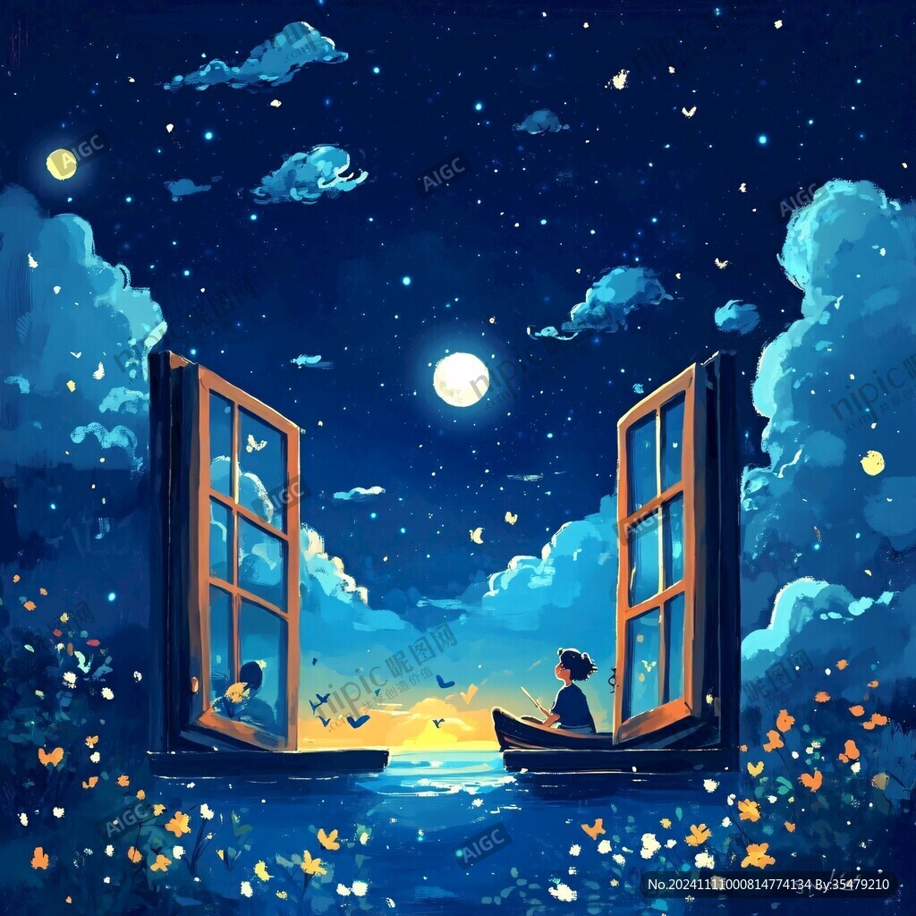 美好的夜晚插画