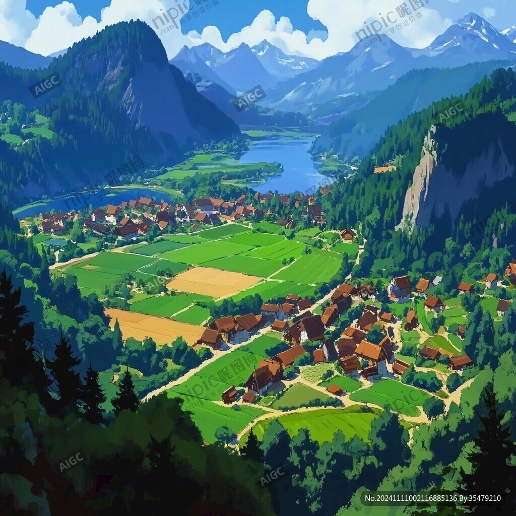 乡村场景插画