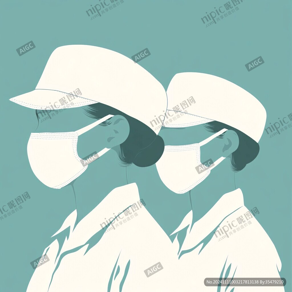 戴口罩插画