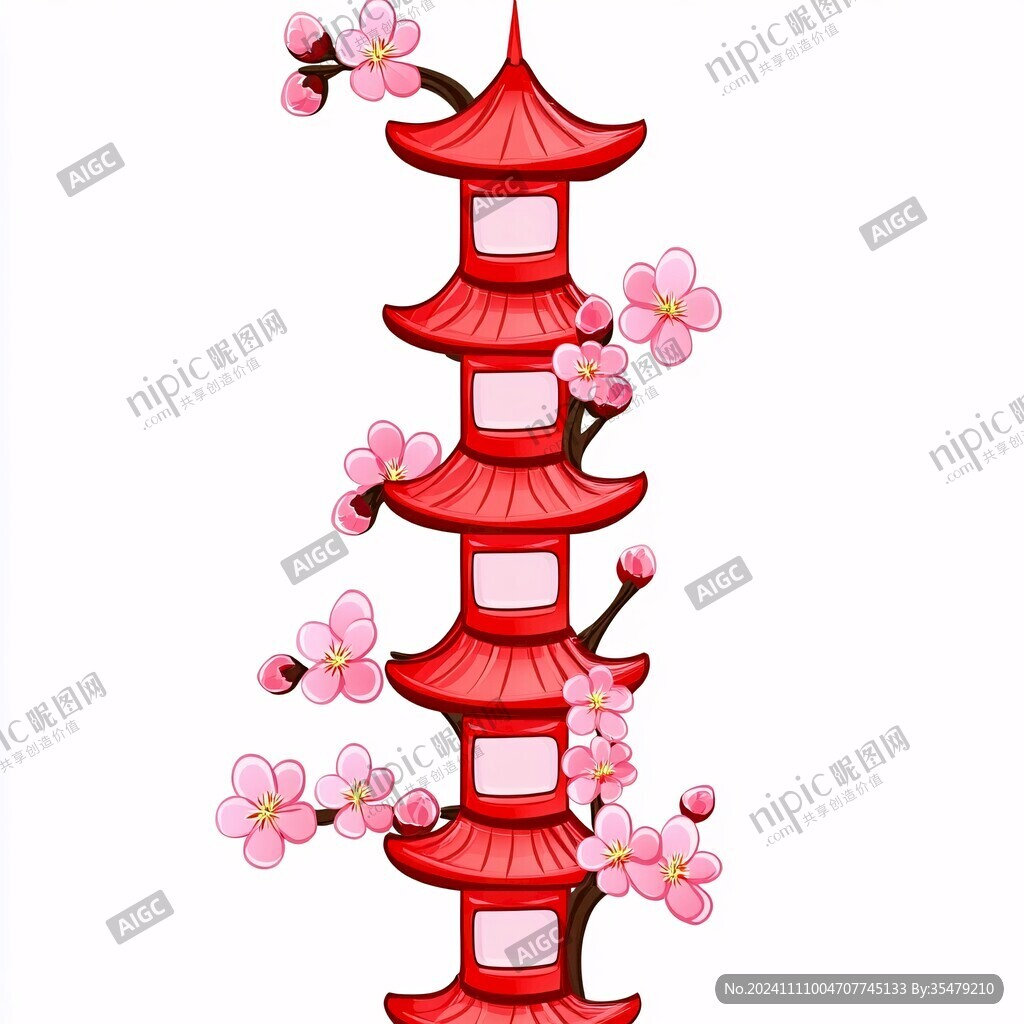 赏樱楼插画