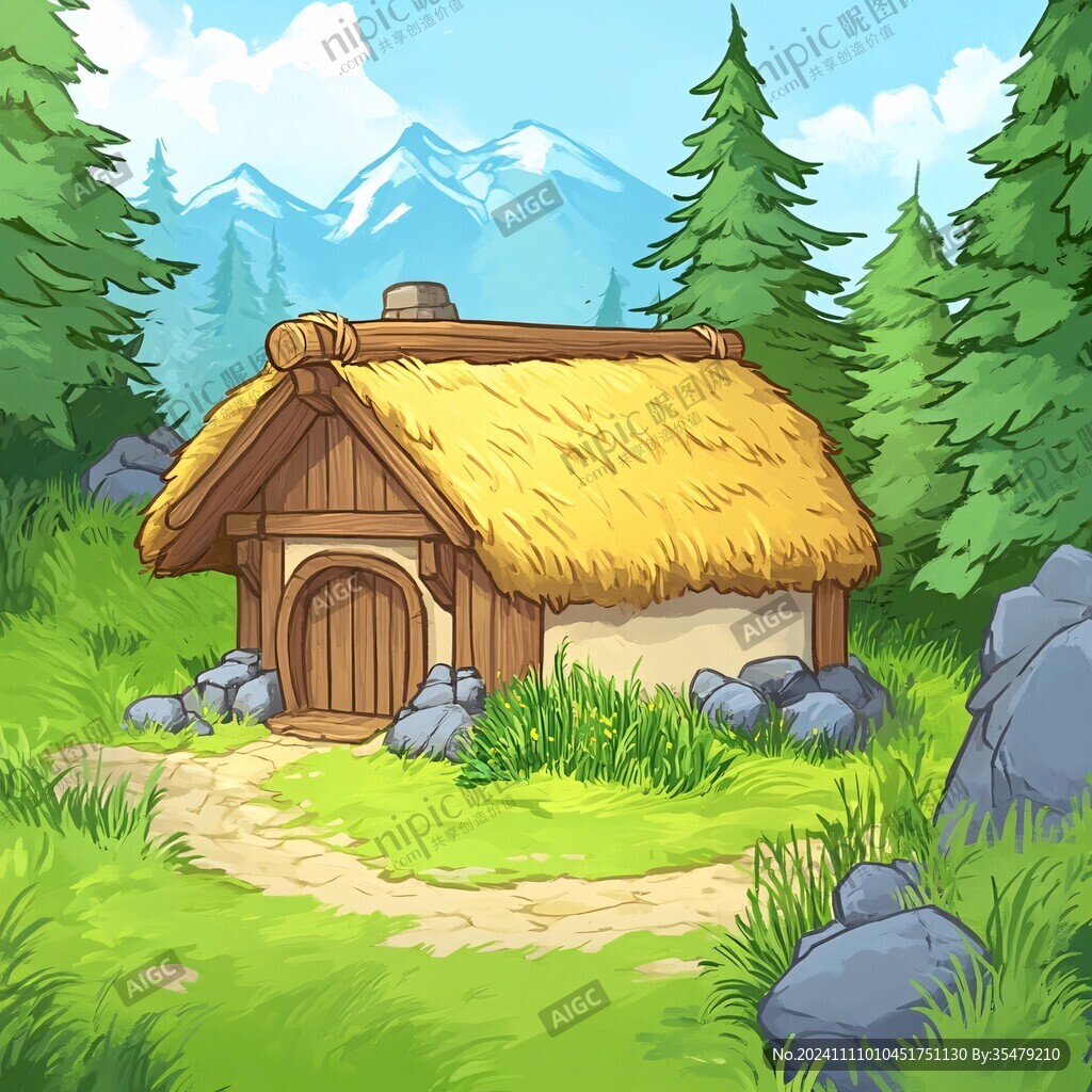 茅草屋插画