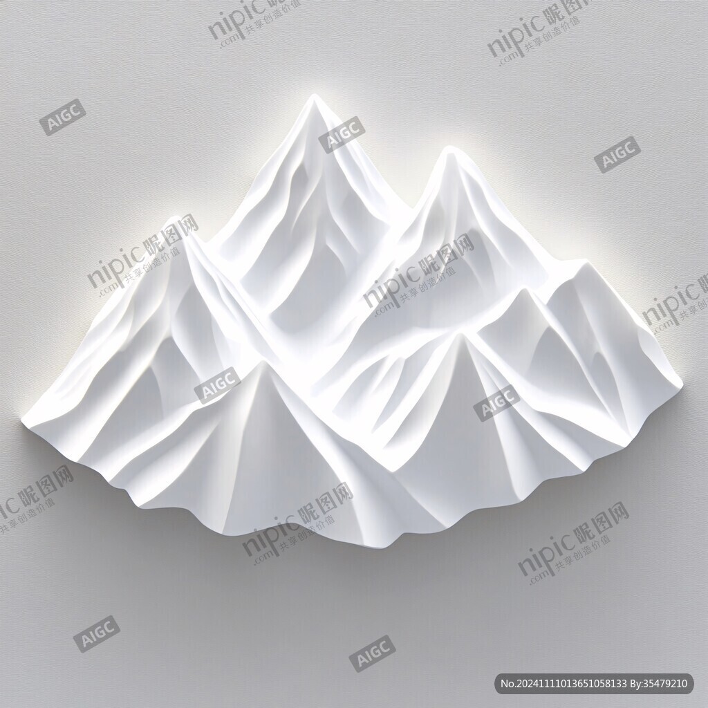 白色立体山水