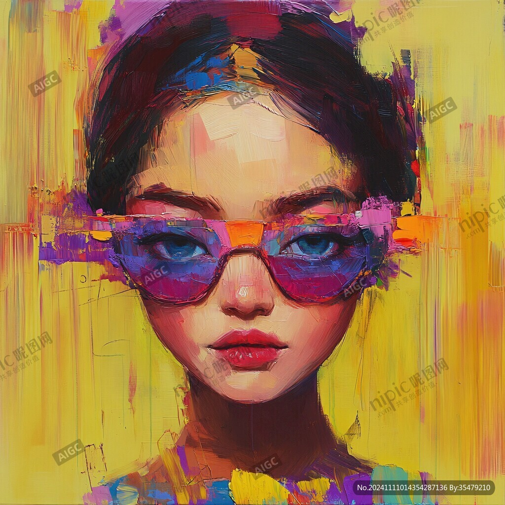 数字肖像插画