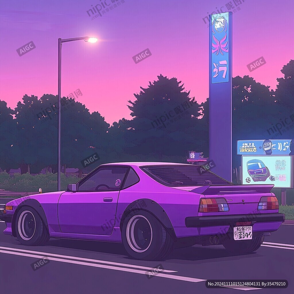紫色调插画