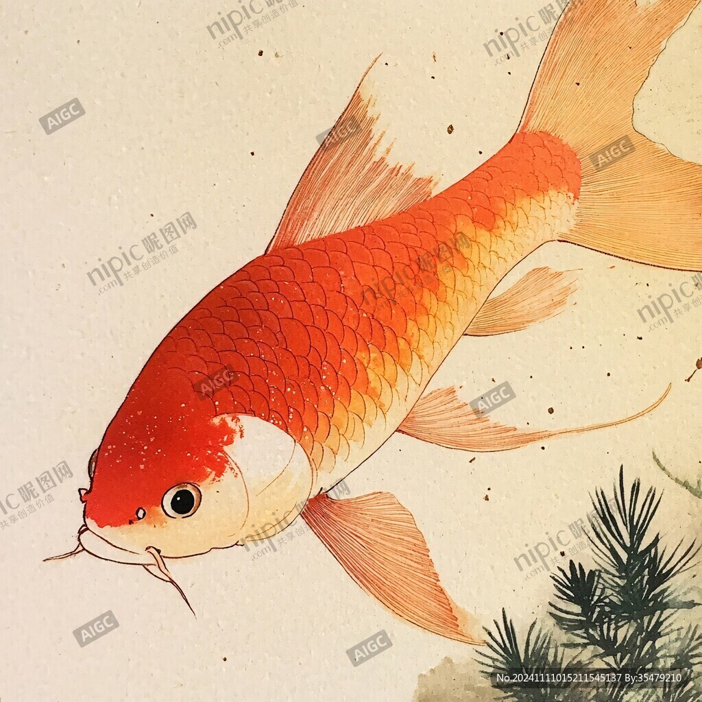 红鲤鱼手绘