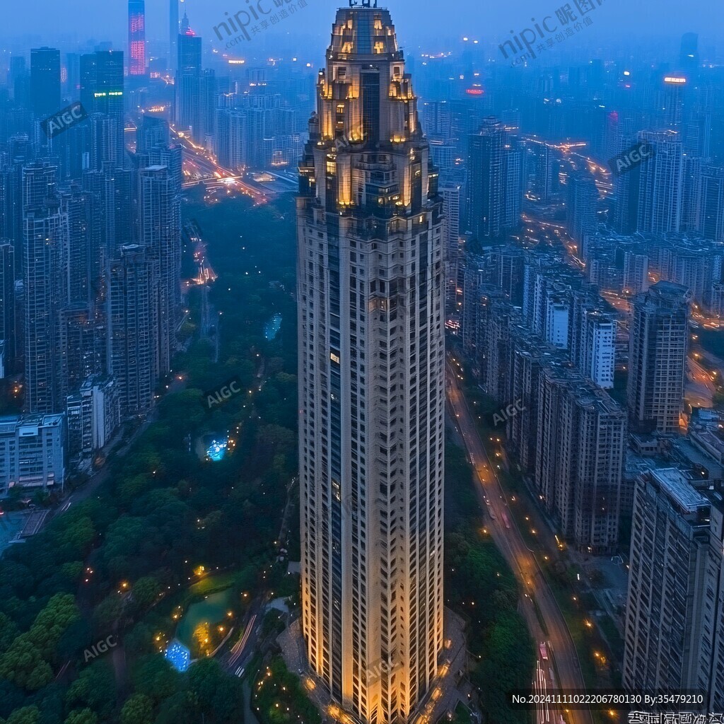 徐家汇傍晚航拍