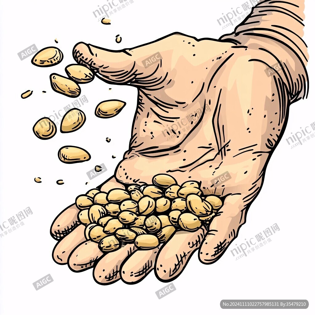 手绘炒豆插画