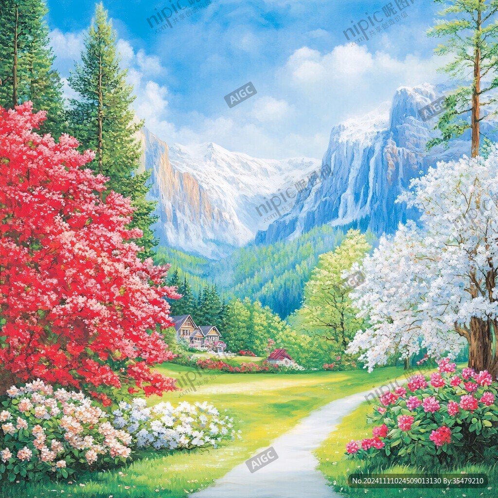 风光人间仙境油画