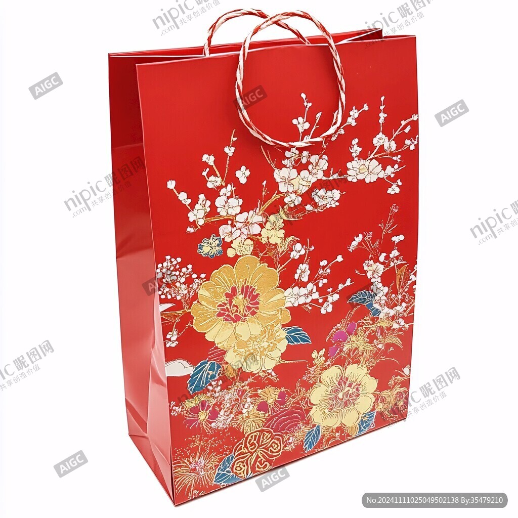 红梅花手提袋
