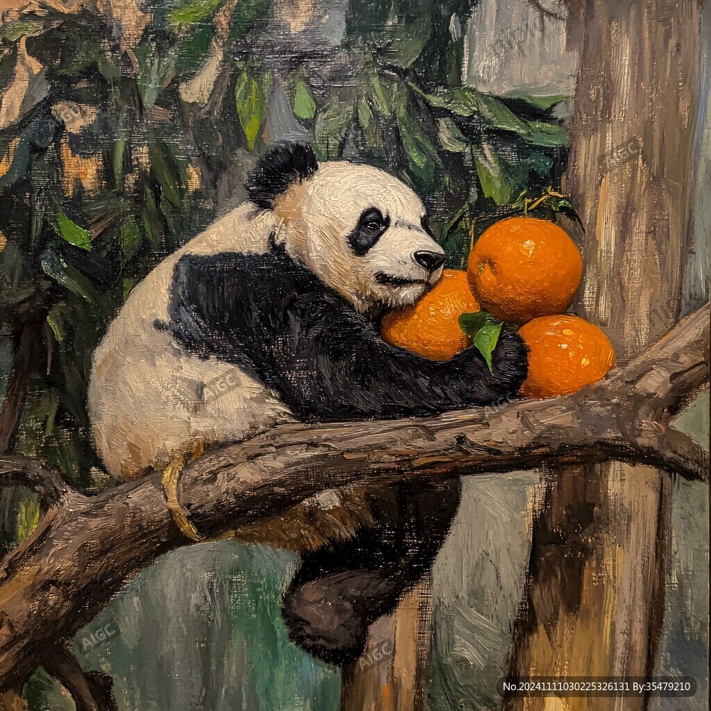 油画熊猫