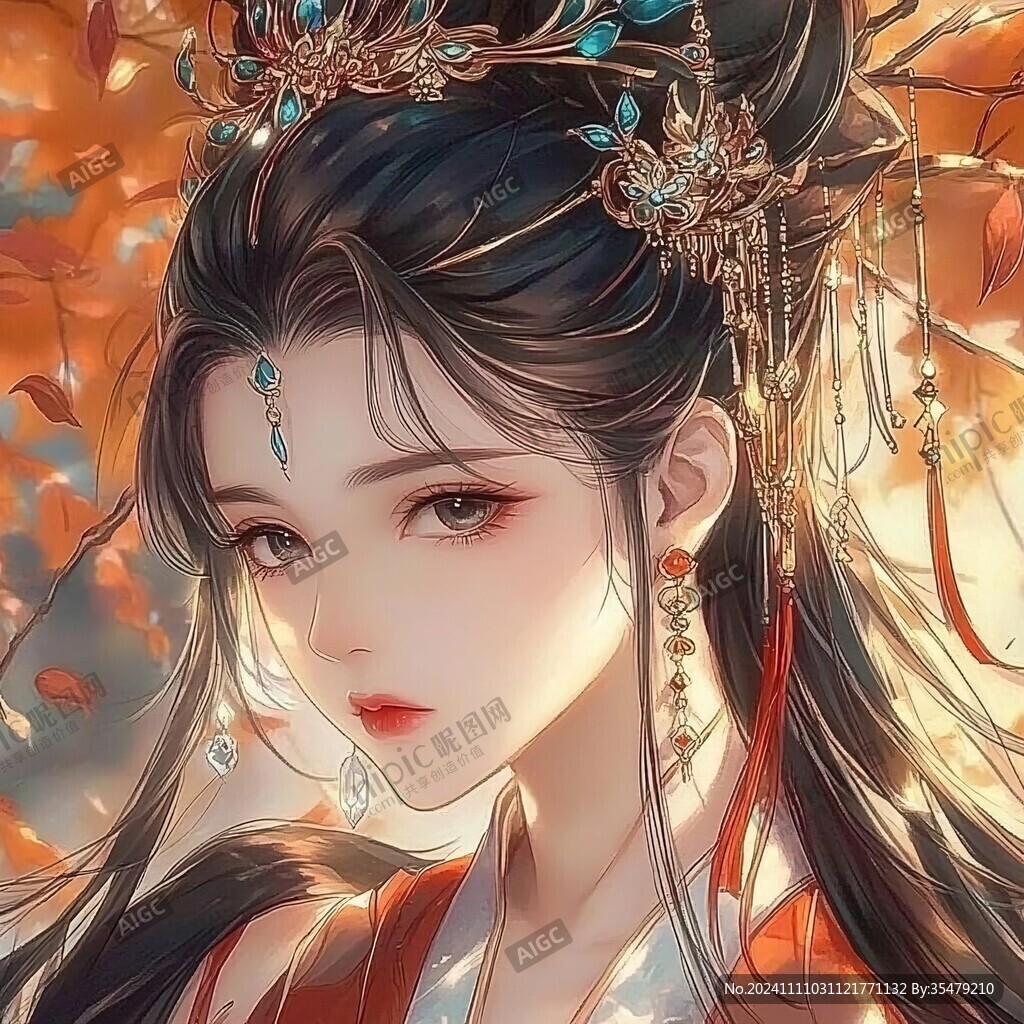 古风美女头像插画封面