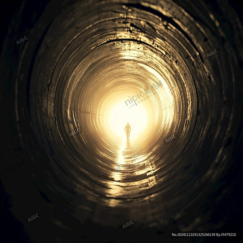 人走过隧道