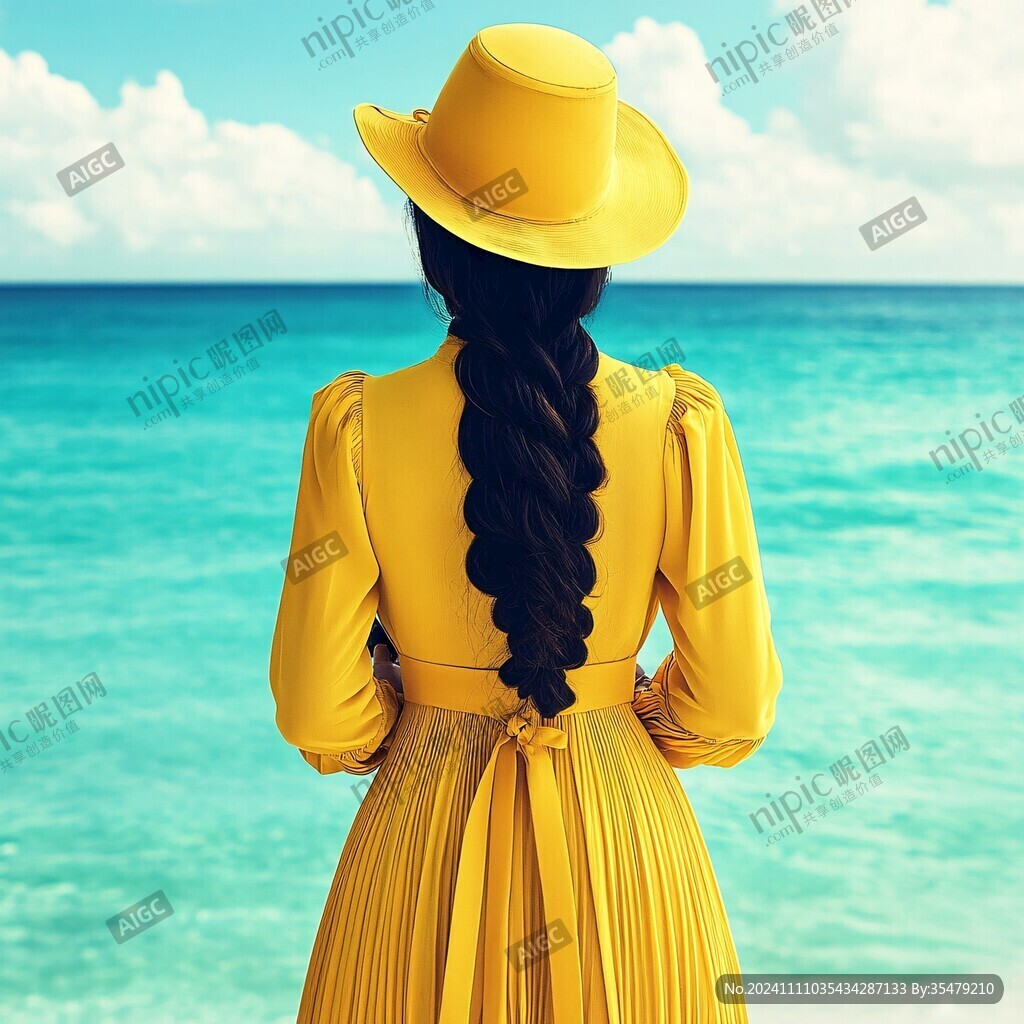 带草帽女人背影