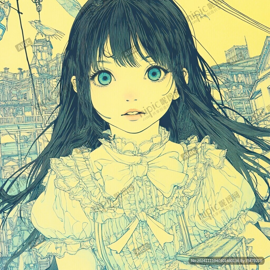 线稿上色插画