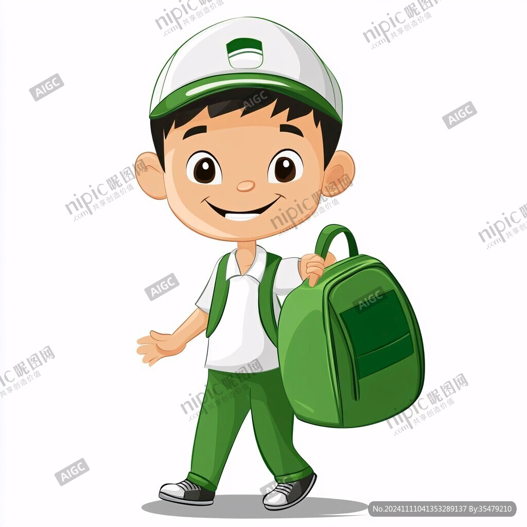 背书包的卡通小孩