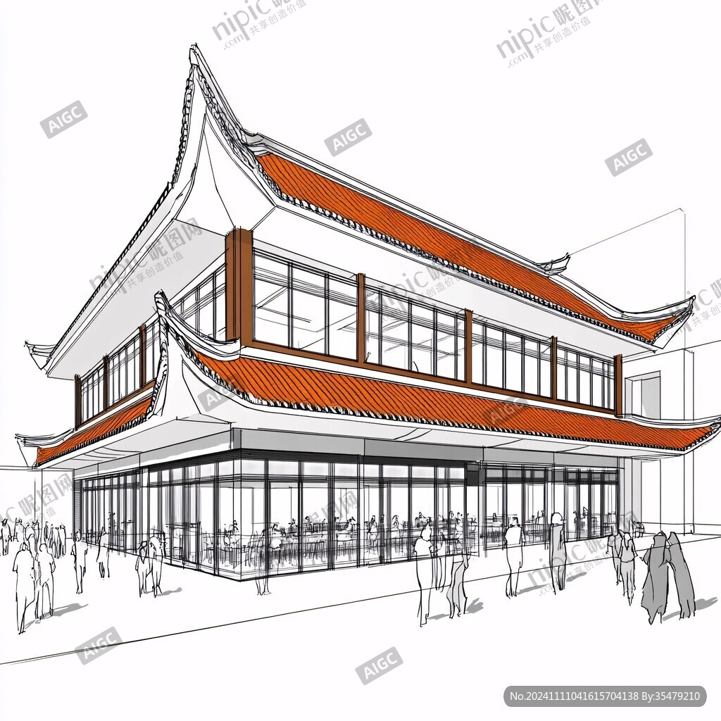 工字厅线稿